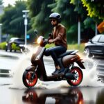 Kaip elgtis el. paspirtuką apliejus vandeniu ar patekus į lietų?